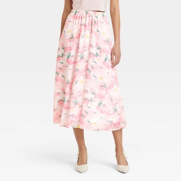 a new day Dresses & Skirts - NWT “A New Day” Floral Pink Midi Skirt